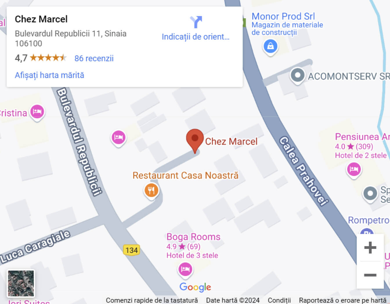 Harta acces Chez Marcel Sinaia